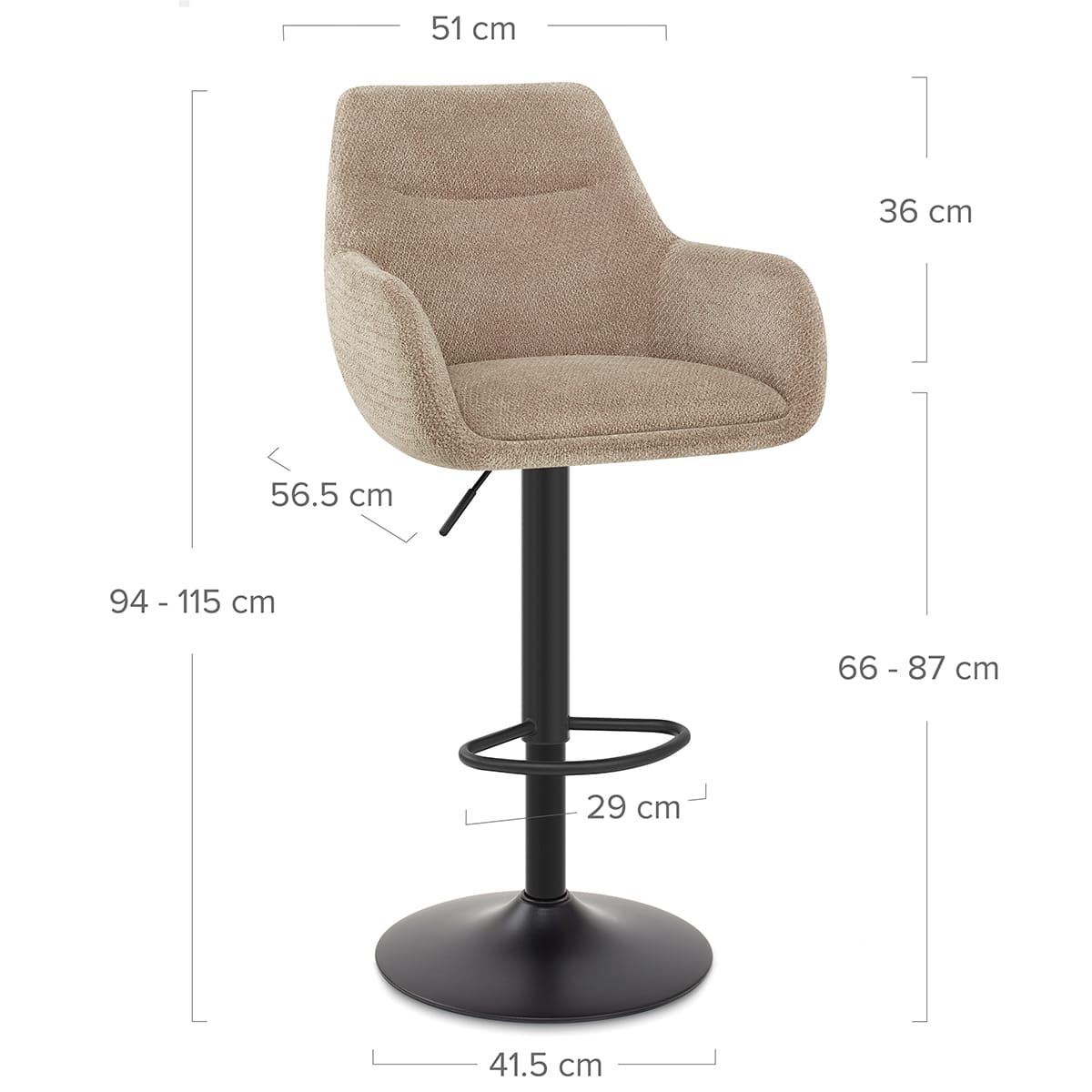 Matteo Bar Stool Tweed Fabric