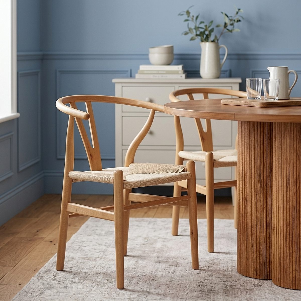Maxime Oak Wishbone Chair Beige