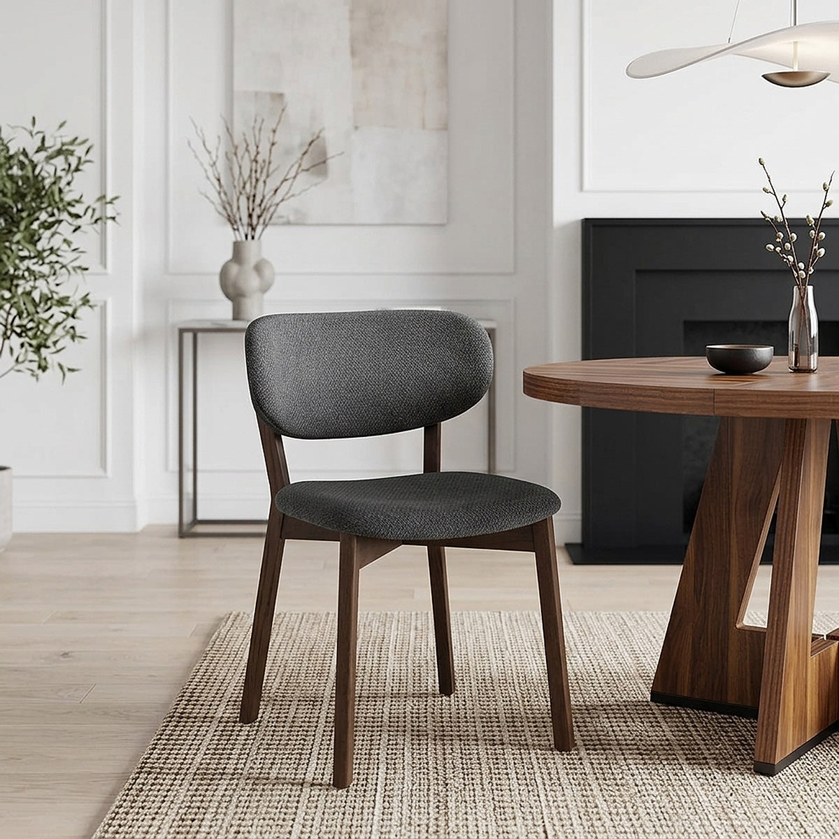 Maya Dark Oak Chair Charcoal Fabric