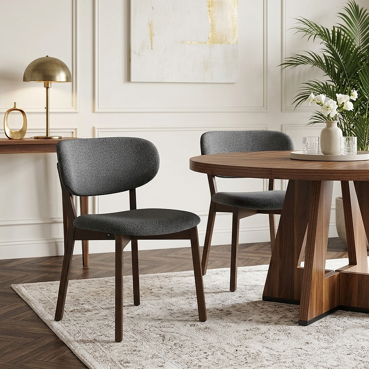 Maya Dark Oak Chair Charcoal Fabric