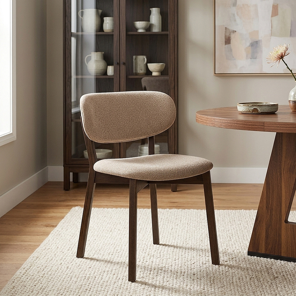 Maya Dark Oak Chair Tweed Fabric