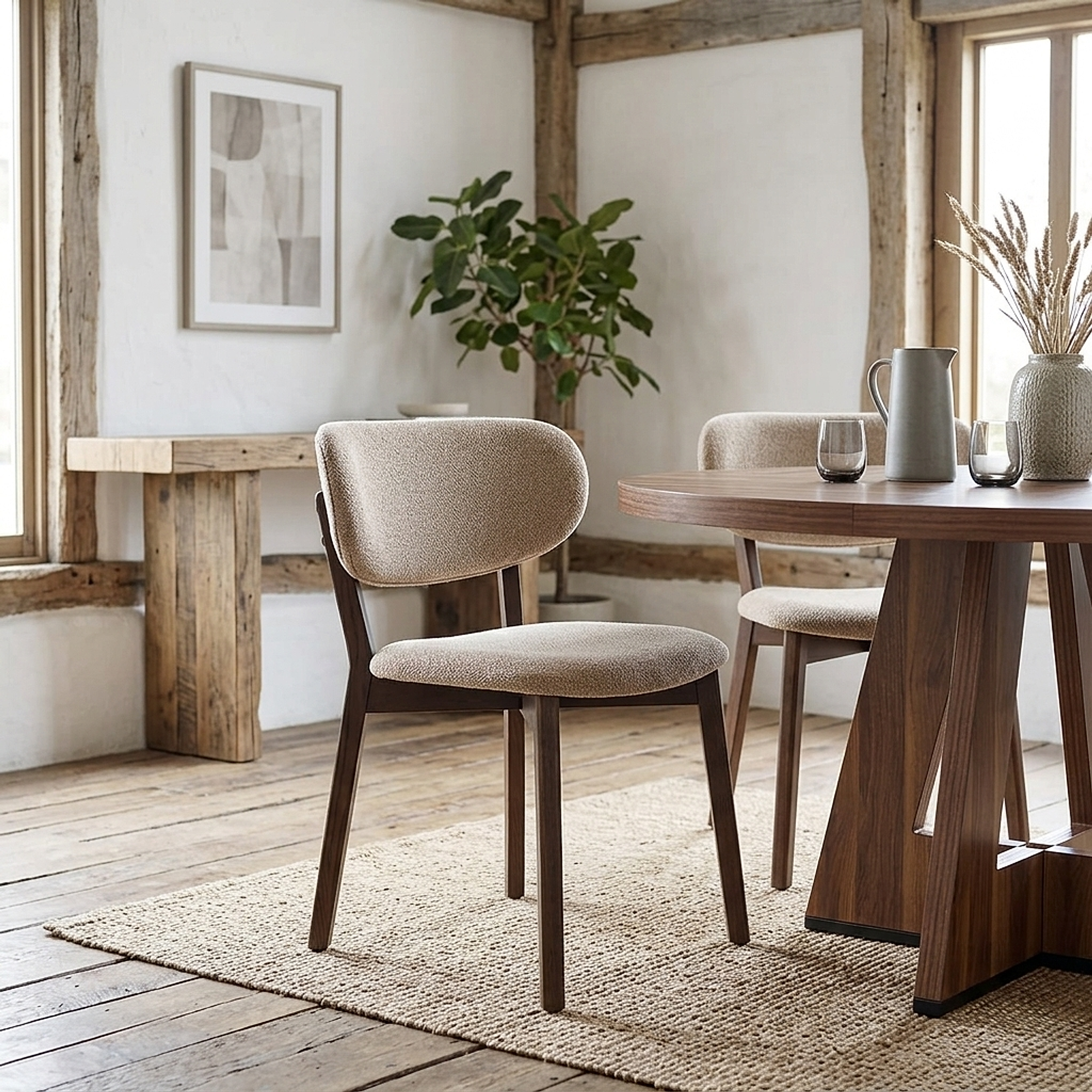 Maya Dark Oak Chair Tweed Fabric