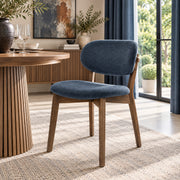 Maya Light Oak Chair Blue Fabric