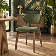 Maya Light Oak Chair Green Fabric