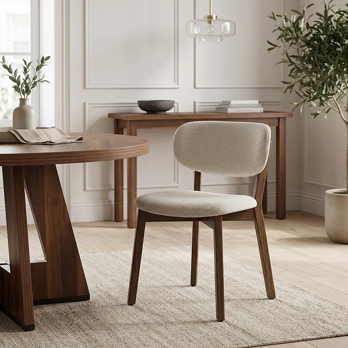 Maya Light Oak Chair Ivory Fabric