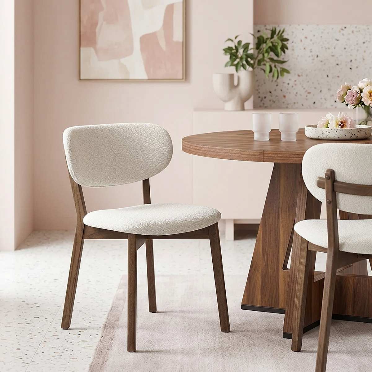 Maya Light Oak Chair Ivory Fabric