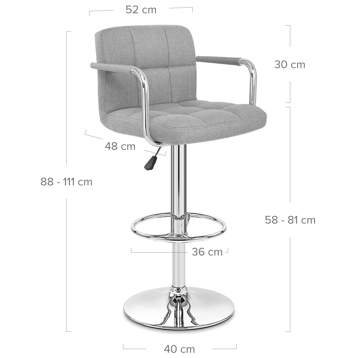 Maze Bar Stool Grey Fabric