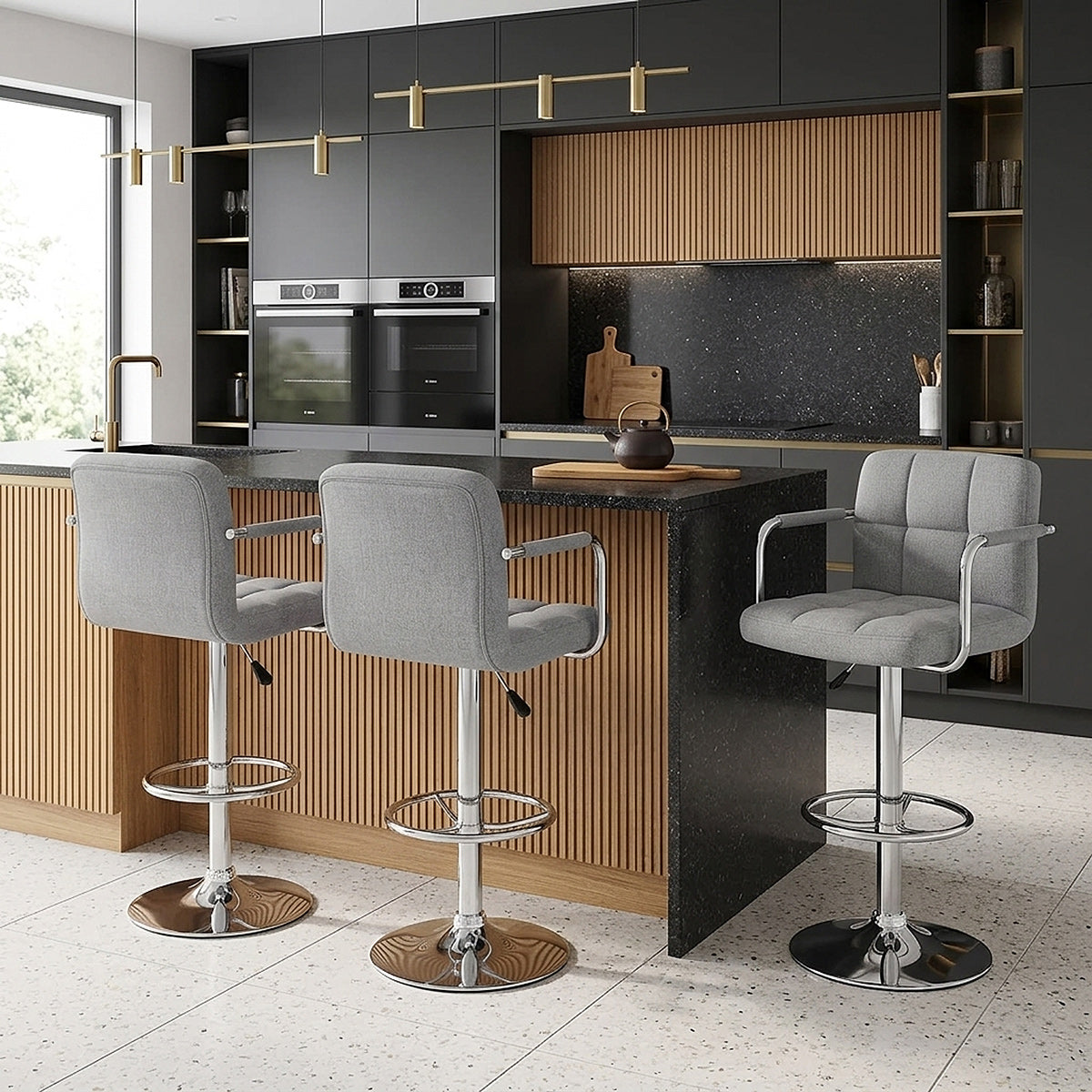 Maze Bar Stool Grey Fabric