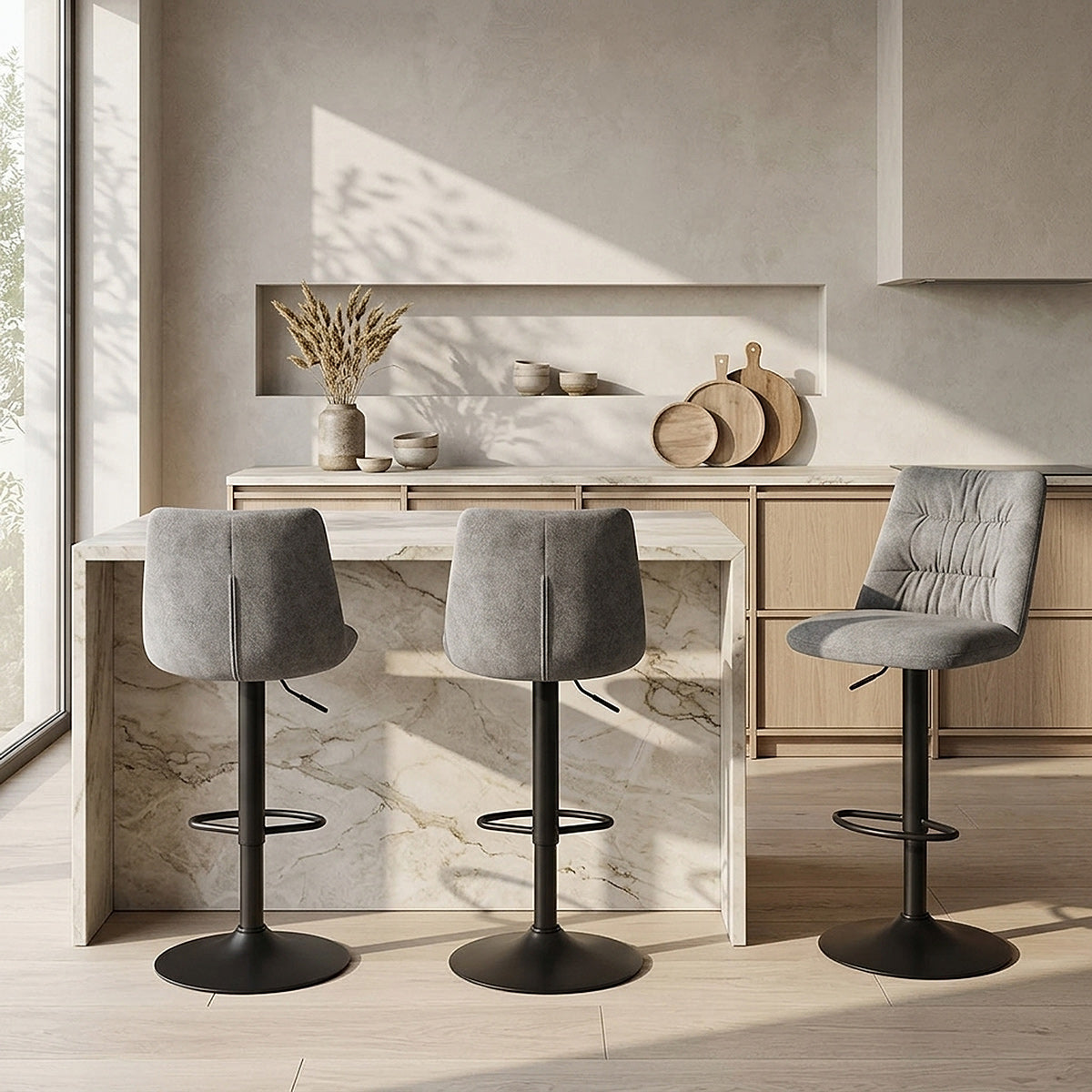 Mechu Bar Stool Grey Velvet