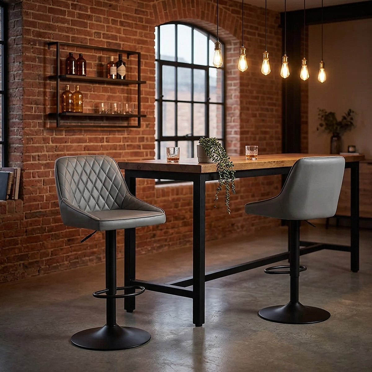 Melbourne Real Leather Stool Grey