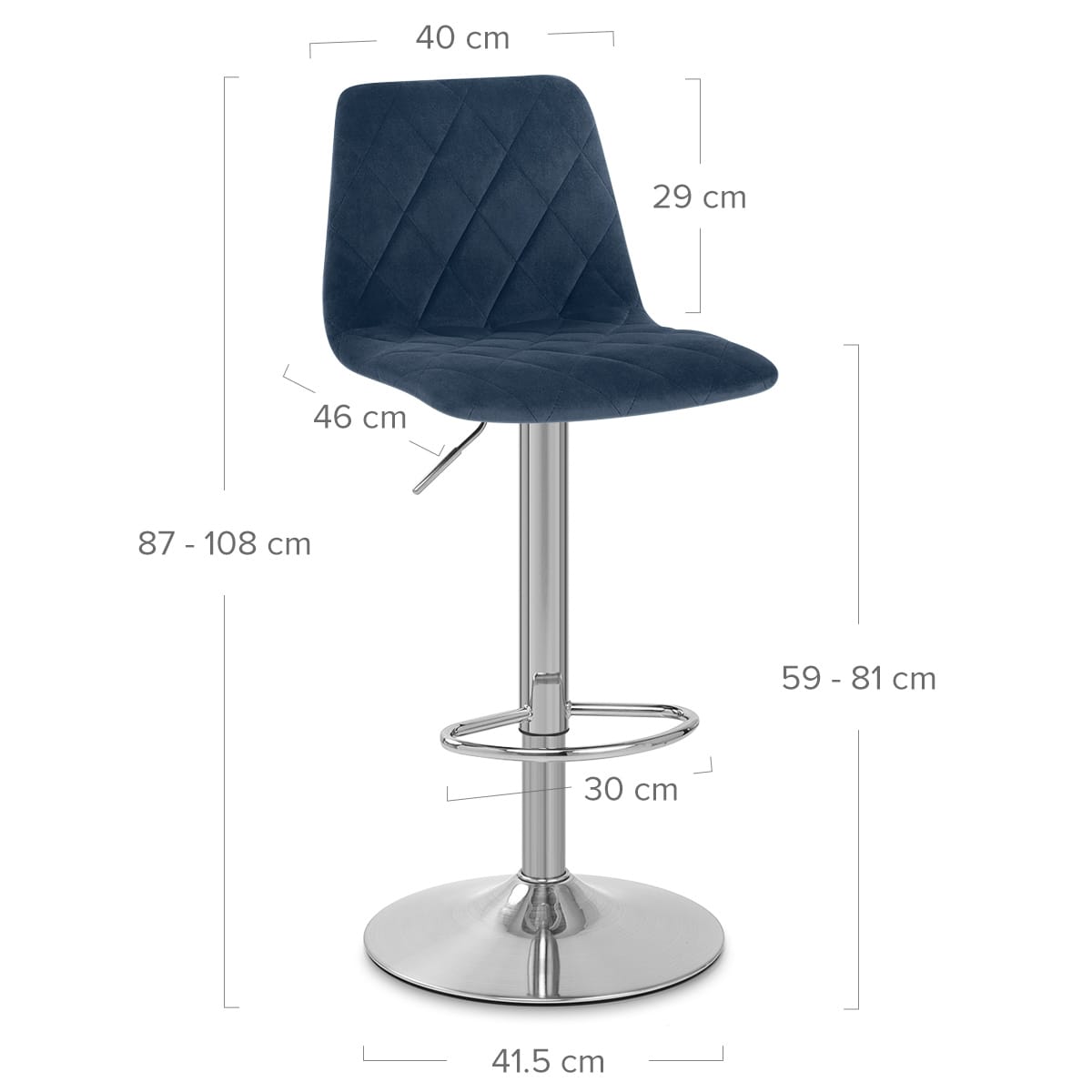 Melody Brushed Stool Blue Velvet