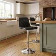 Melody Real Leather Brushed Stool Black