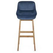 Miami Wooden Stool Blue Velvet