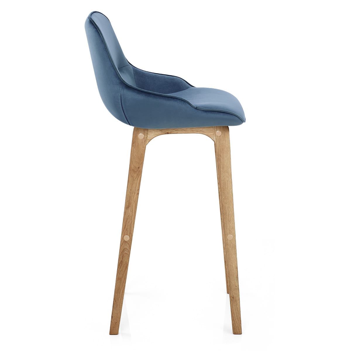 Miami Wooden Stool Blue Velvet