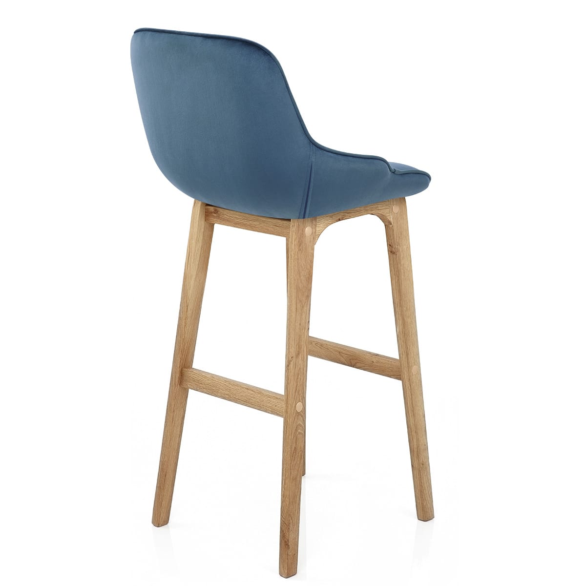 Miami Wooden Stool Blue Velvet