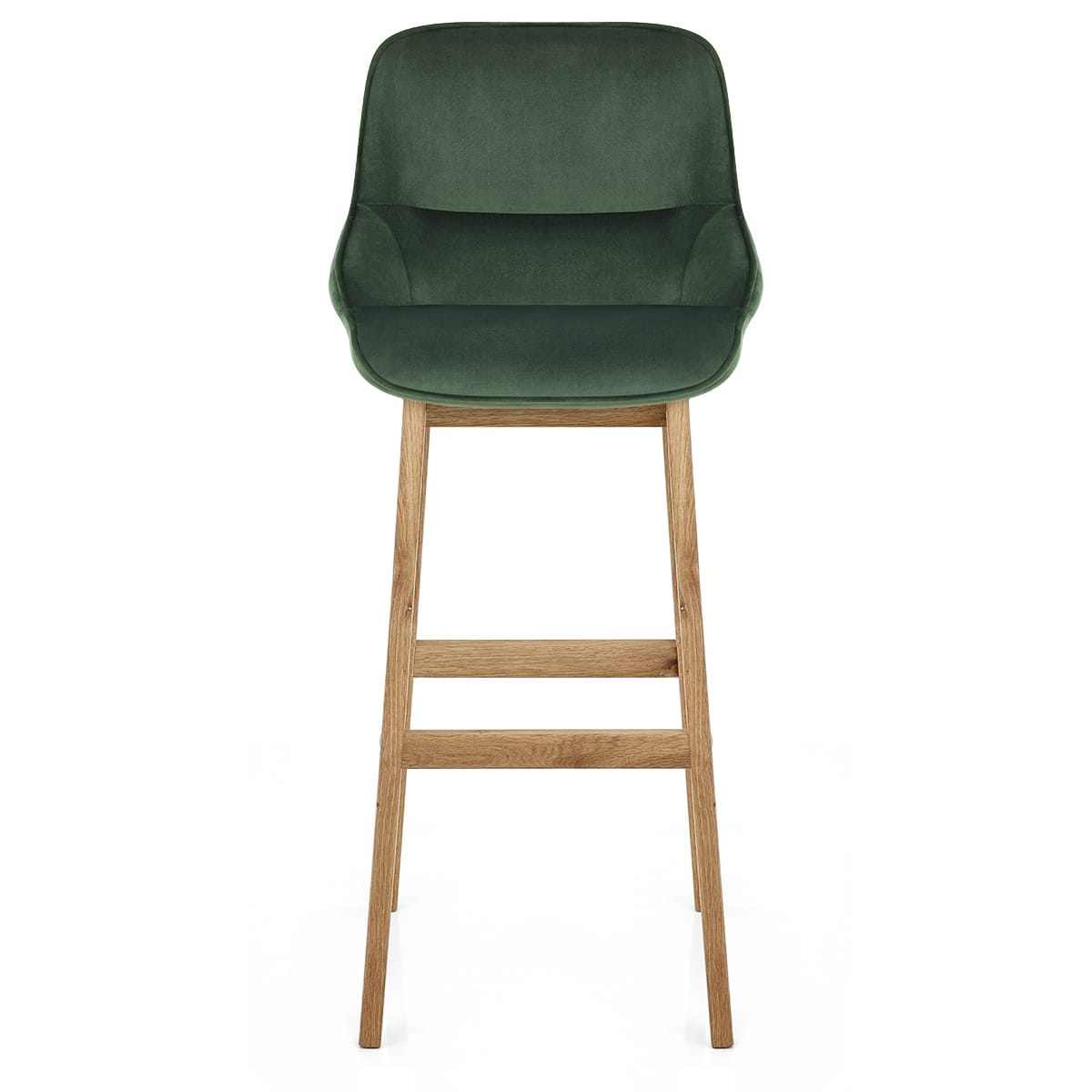 Miami Wooden Stool Green Velvet