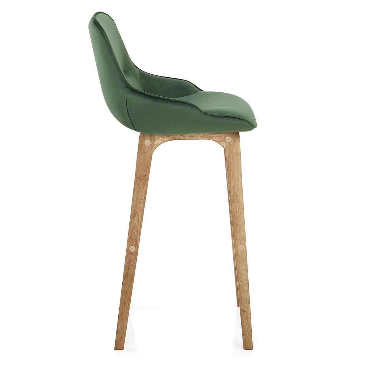Miami Wooden Stool Green Velvet