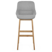 Miami Wooden Stool Grey Fabric