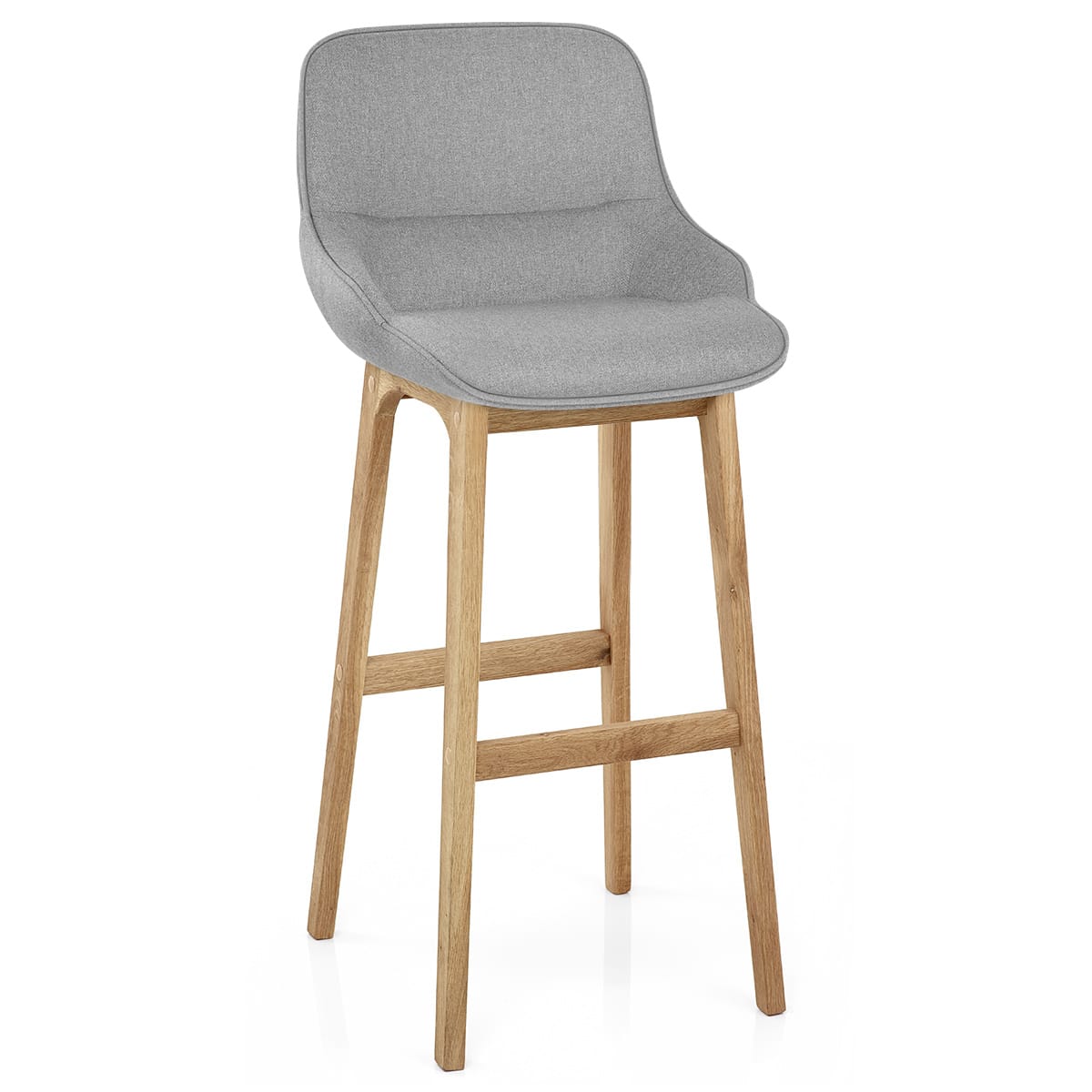 Miami Wooden Stool Grey Fabric