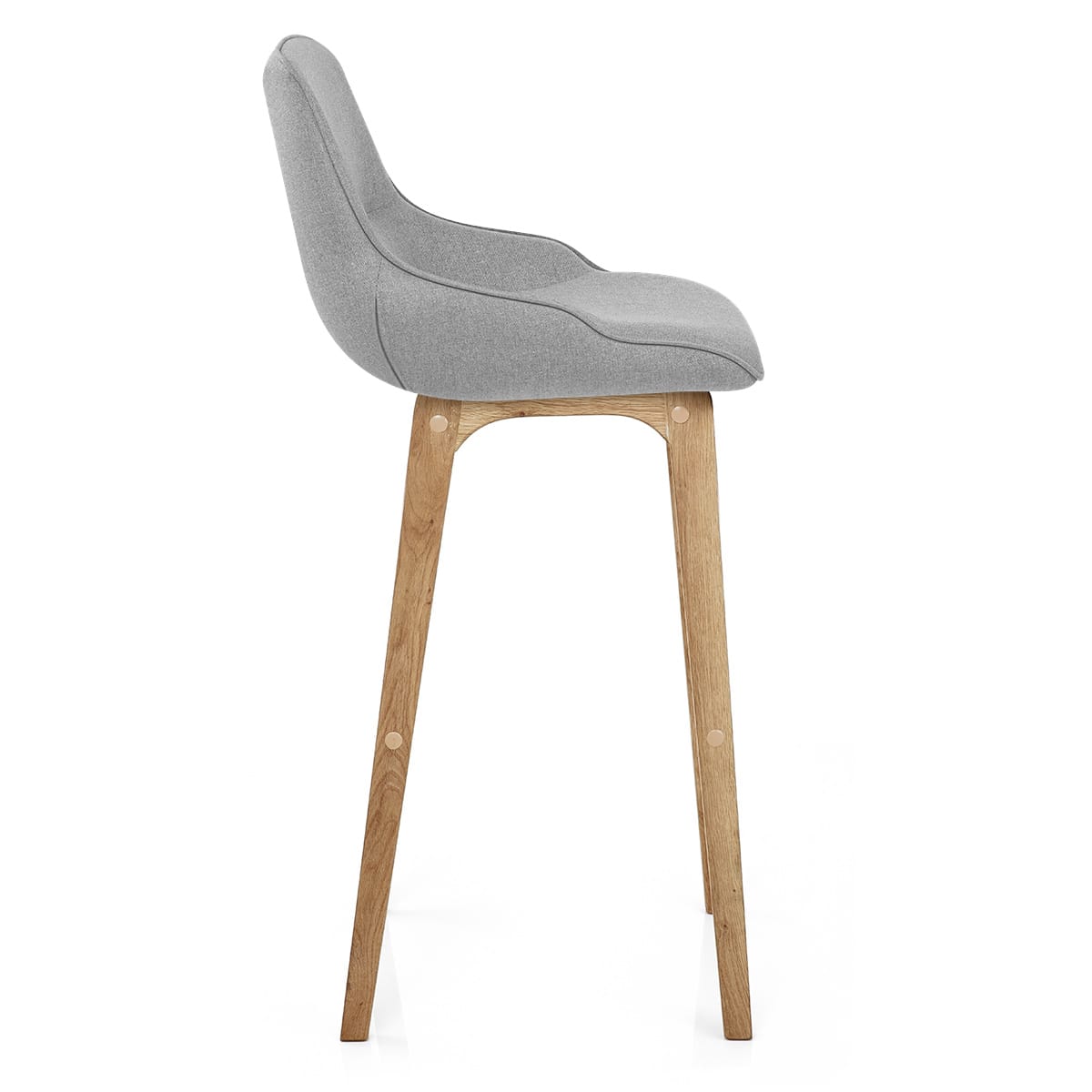 Miami Wooden Stool Grey Fabric