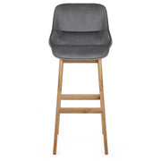 Miami Wooden Stool Grey Velvet