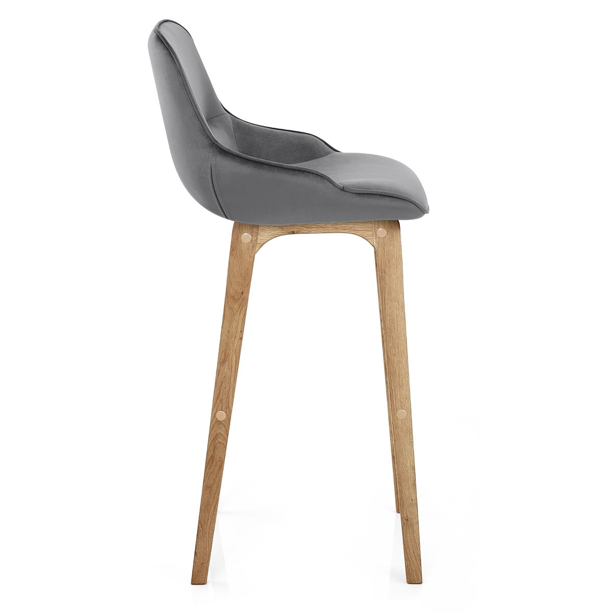 Miami Wooden Stool Grey Velvet