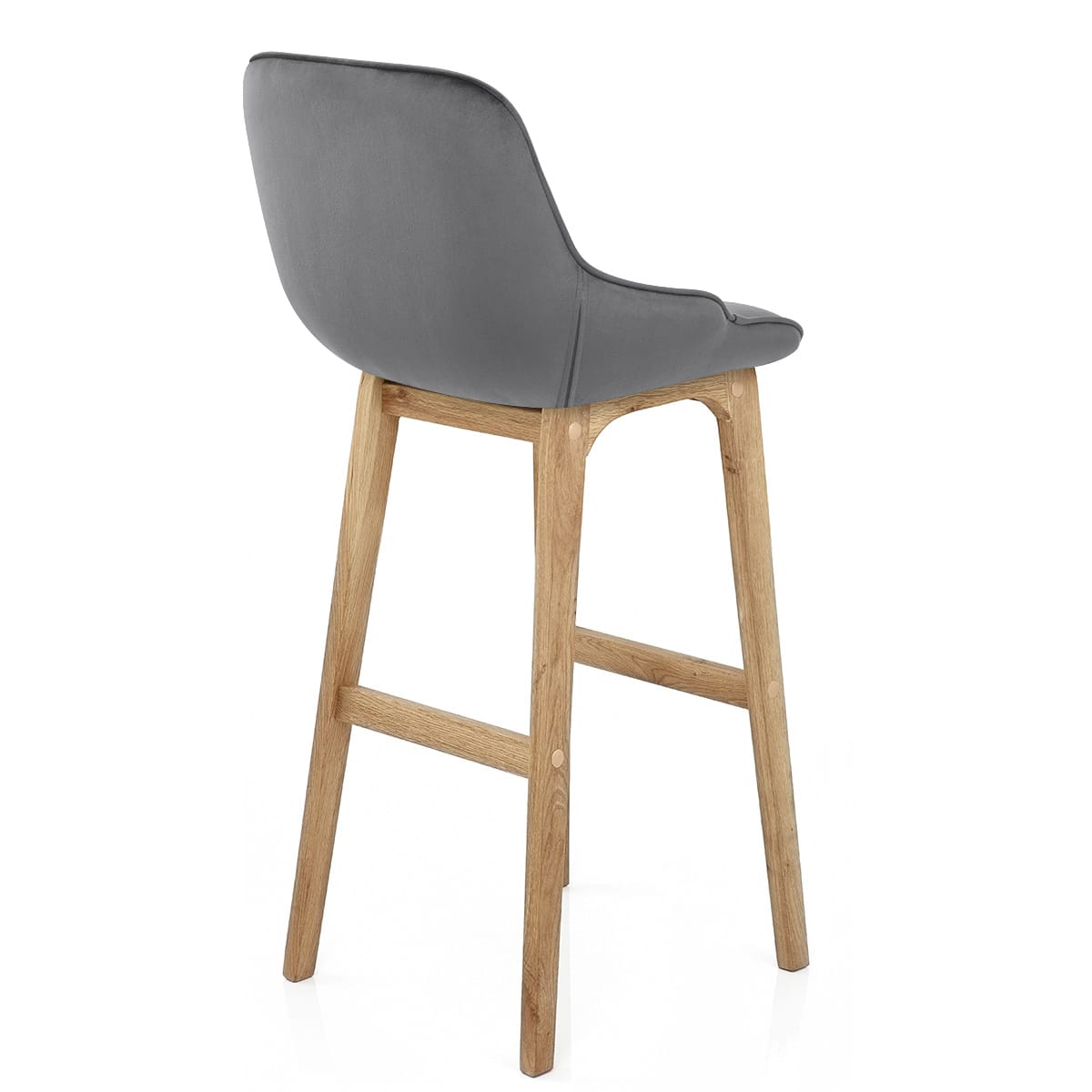 Miami Wooden Stool Grey Velvet