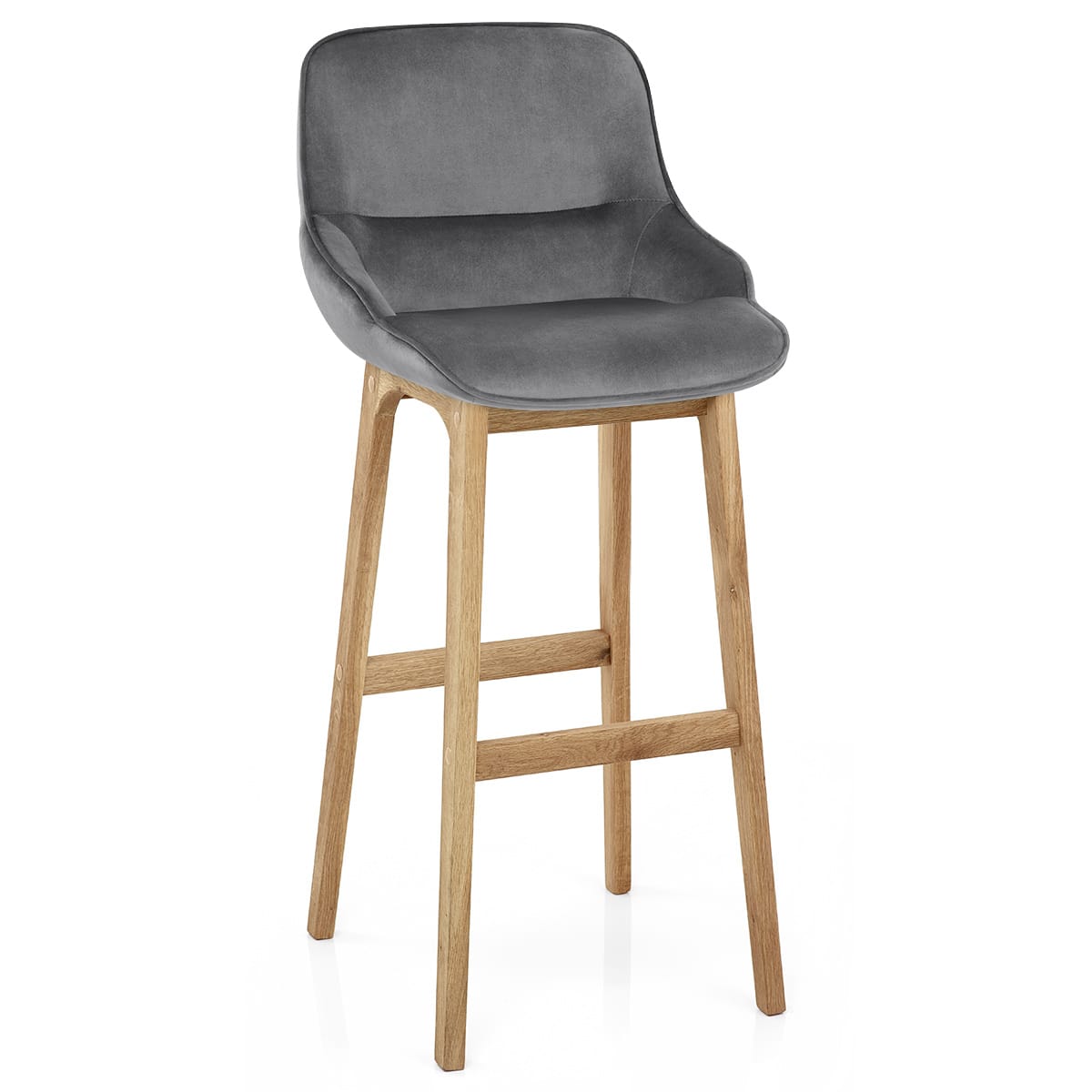 Miami Wooden Stool Grey Velvet