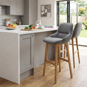 Miami Wooden Stool Grey Velvet