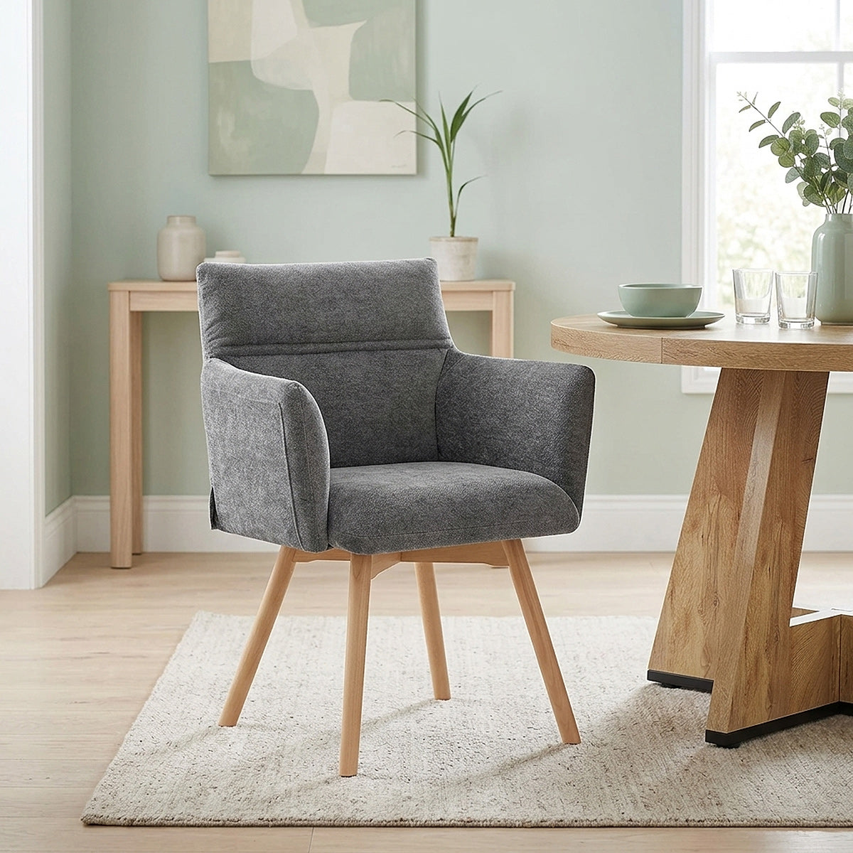 Mica Chair Oak & Charcoal Fabric