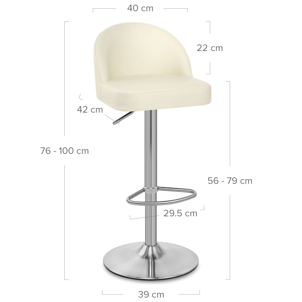 Mimi Brushed Steel Stool Cream