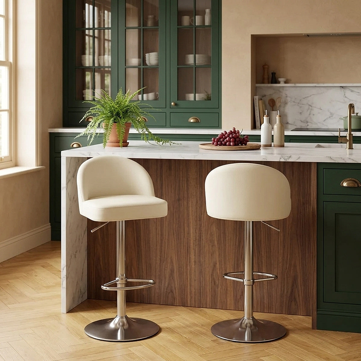 Mimi Brushed Steel Stool Cream