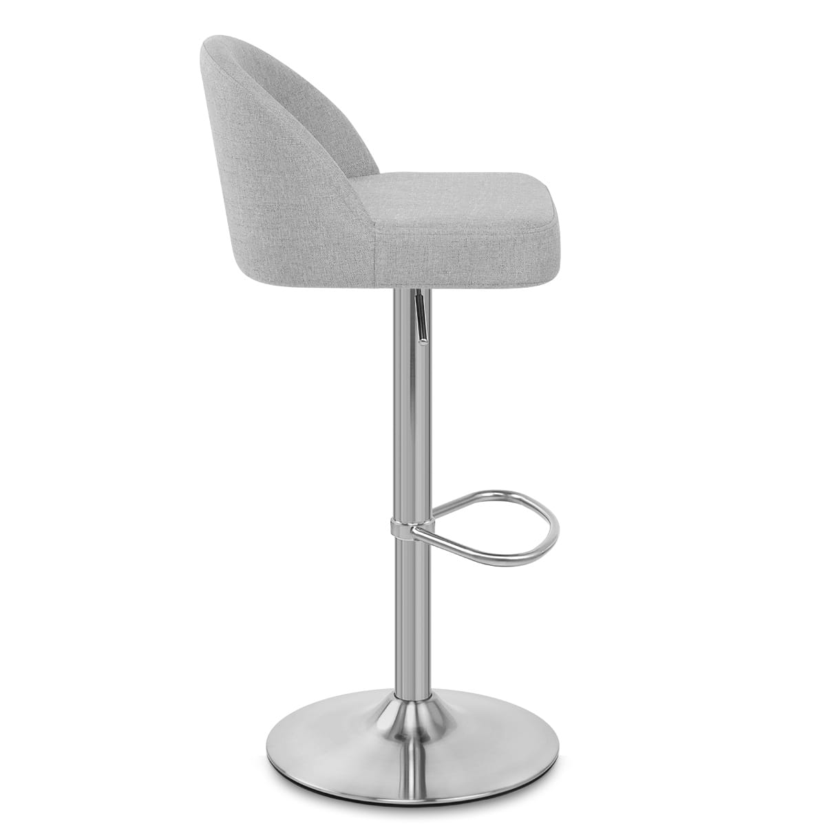 Mimi Brushed Steel Stool Grey Fabric