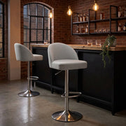 Mimi Brushed Steel Stool Grey Fabric