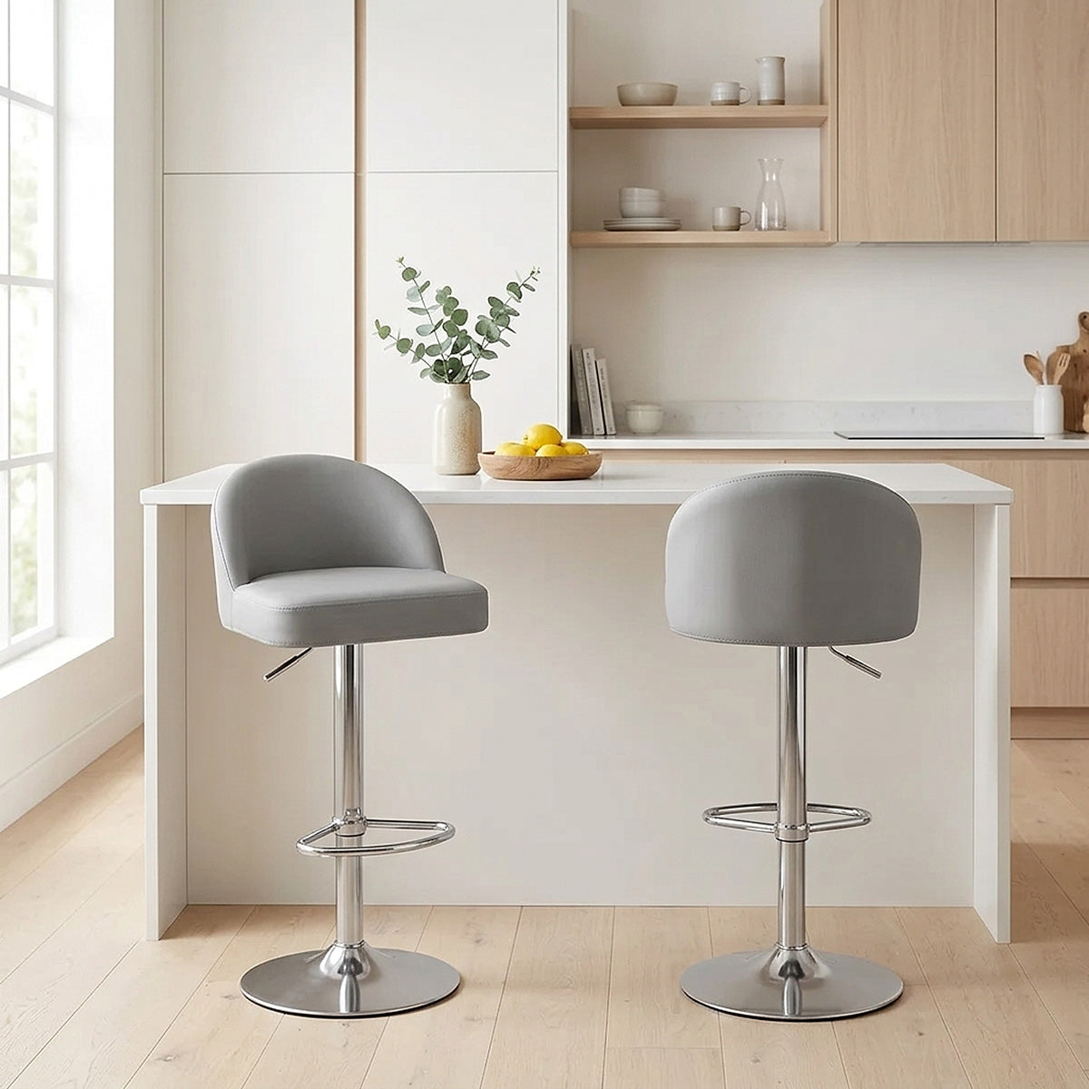 Mimi Brushed Steel Stool Grey