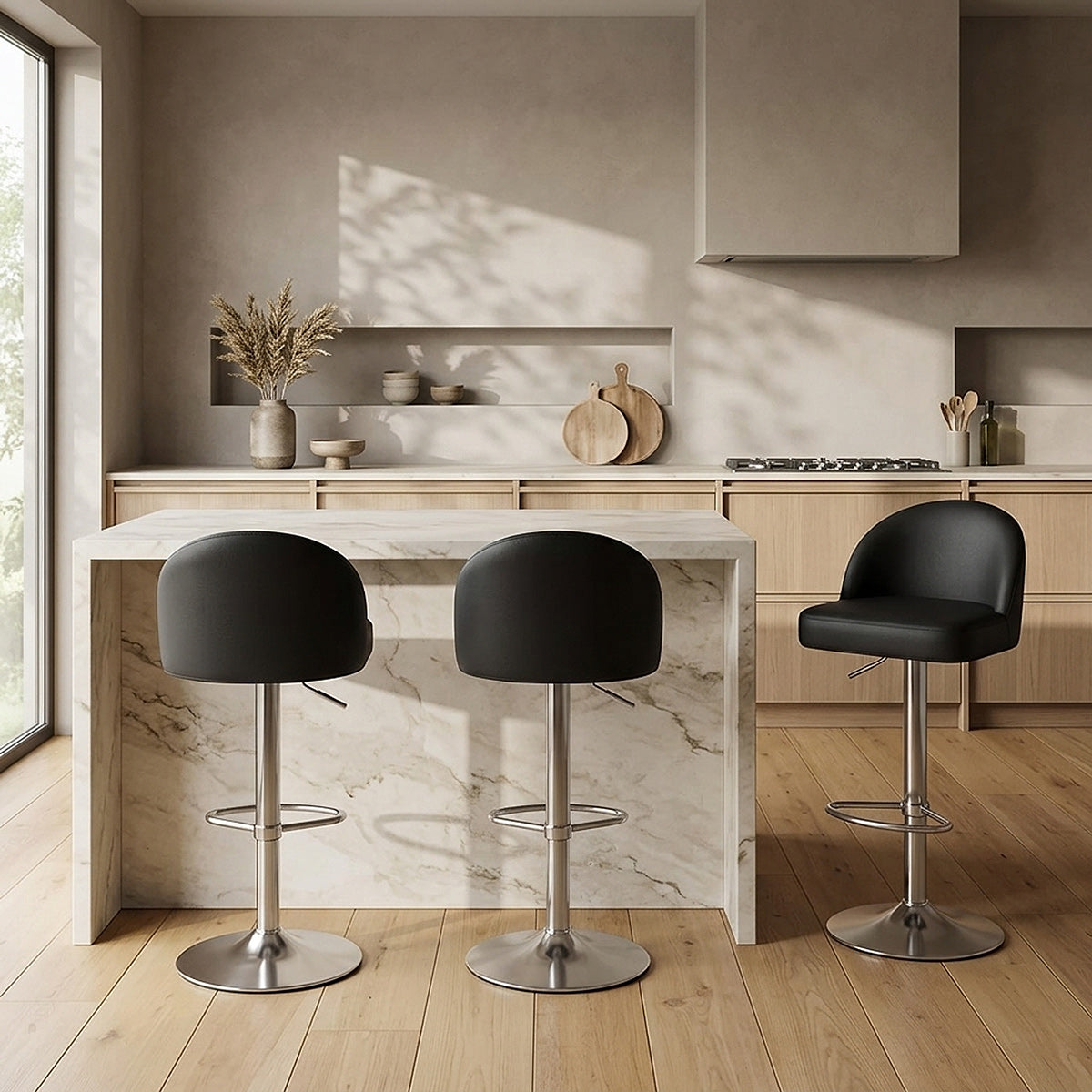 Mimi Brushed Steel Stool Black