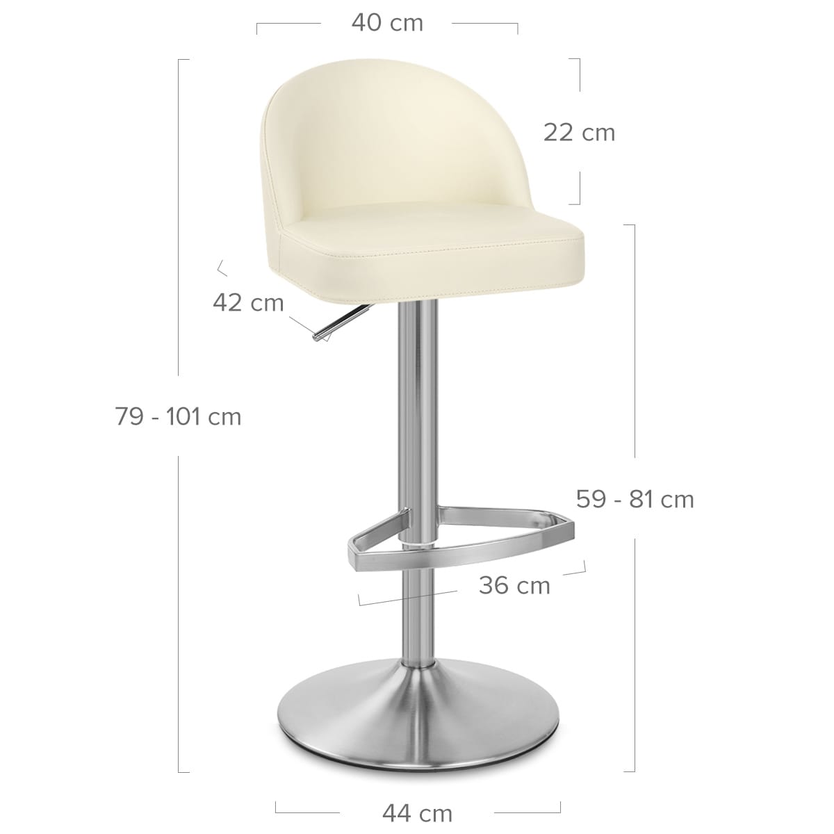 Mimi Real Leather Bar Stool Cream