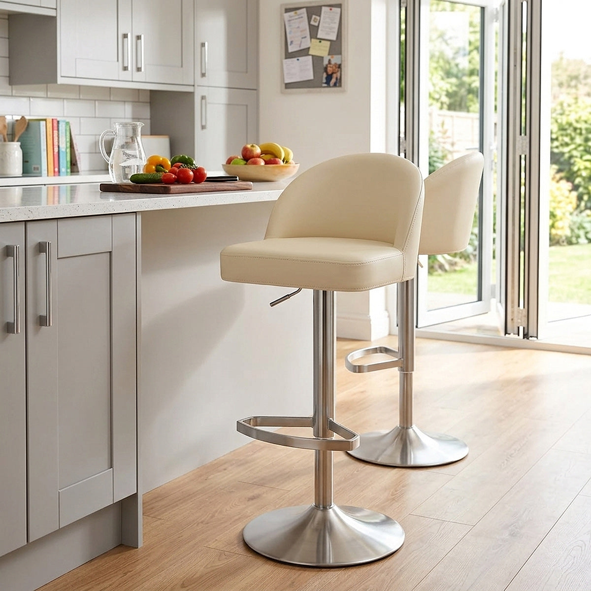 Mimi Real Leather Bar Stool Cream