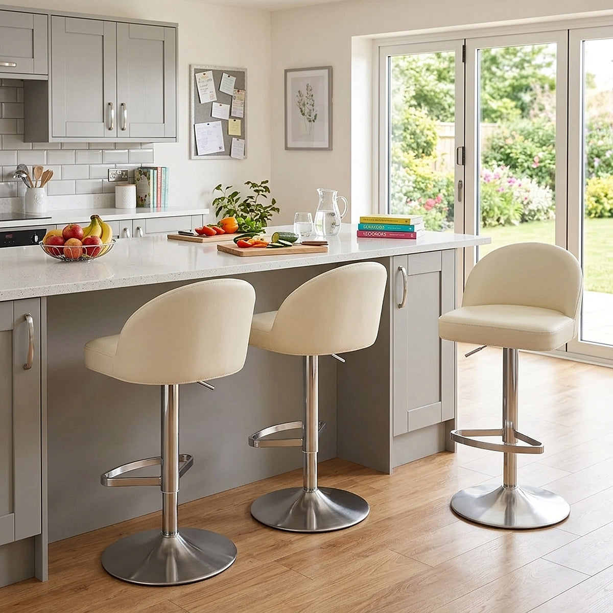 Mimi Real Leather Bar Stool Cream