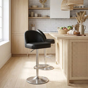 Mimi Real Leather Bar Stool Black