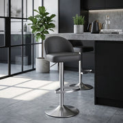 Mimi Real Leather Bar Stool Grey