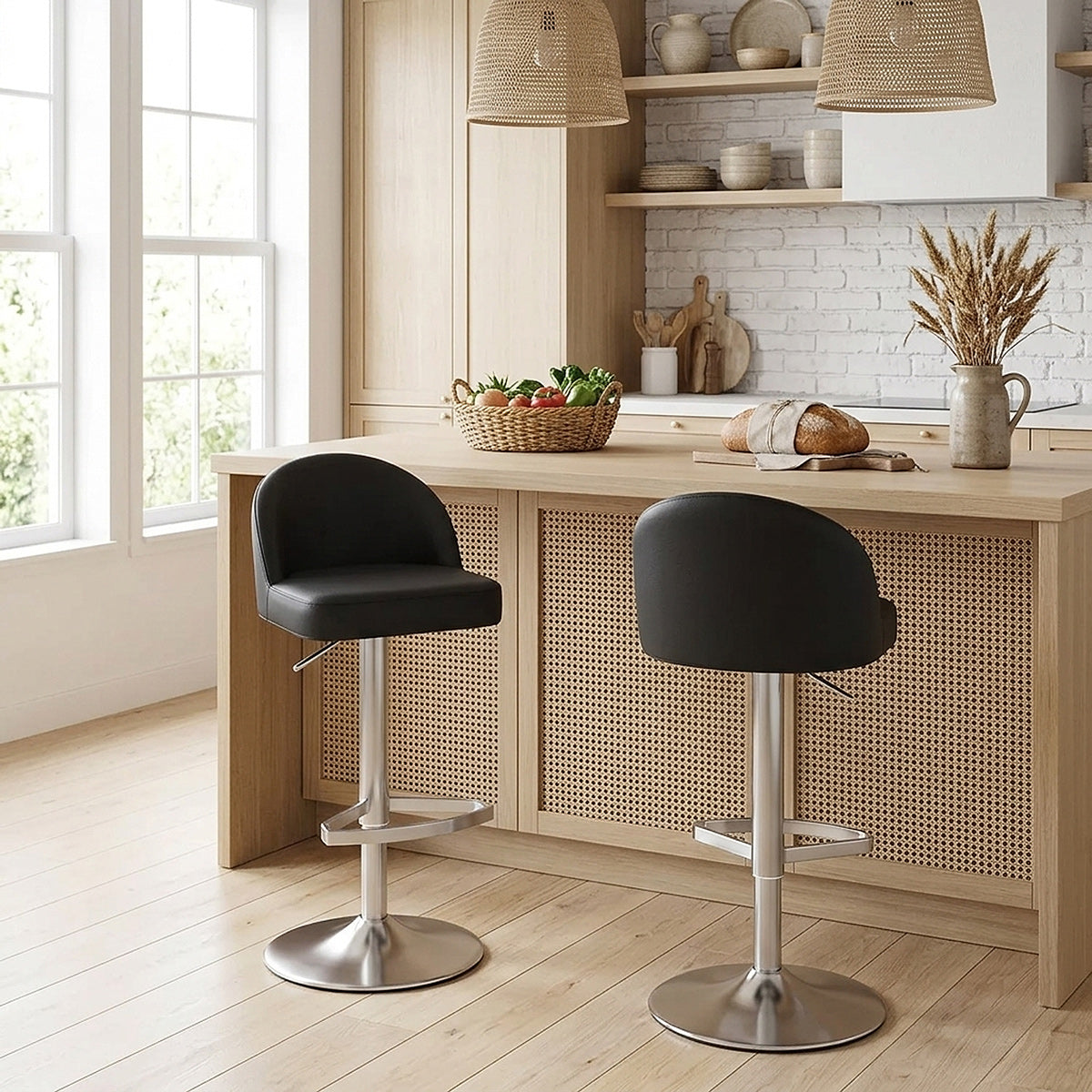 Mimi Real Leather Bar Stool Black