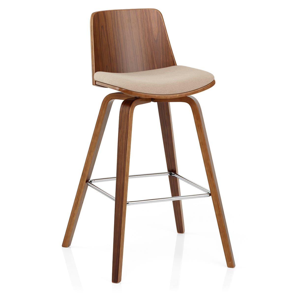 Mirage Wooden Stool Beige Fabric