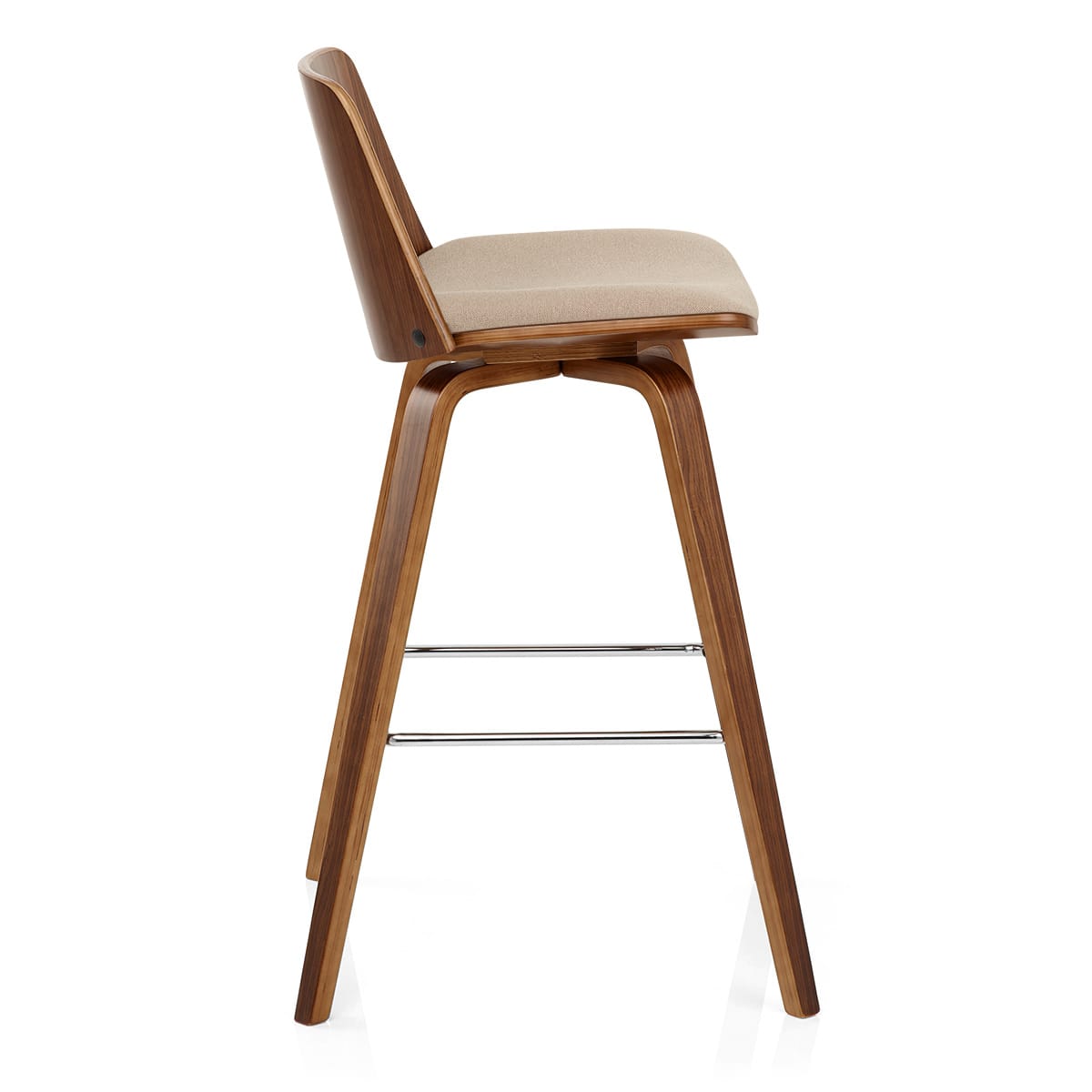 Mirage Wooden Stool Beige Fabric