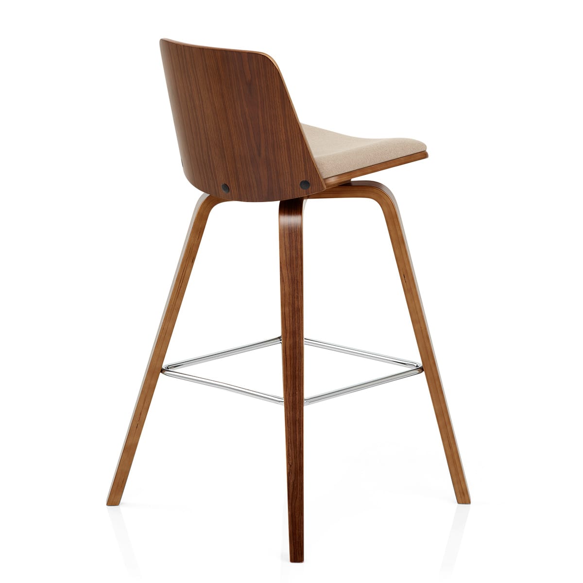 Mirage Wooden Stool Beige Fabric