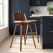 Mirage Wooden Stool Beige Fabric