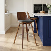 Mirage Wooden Stool Charcoal Fabric