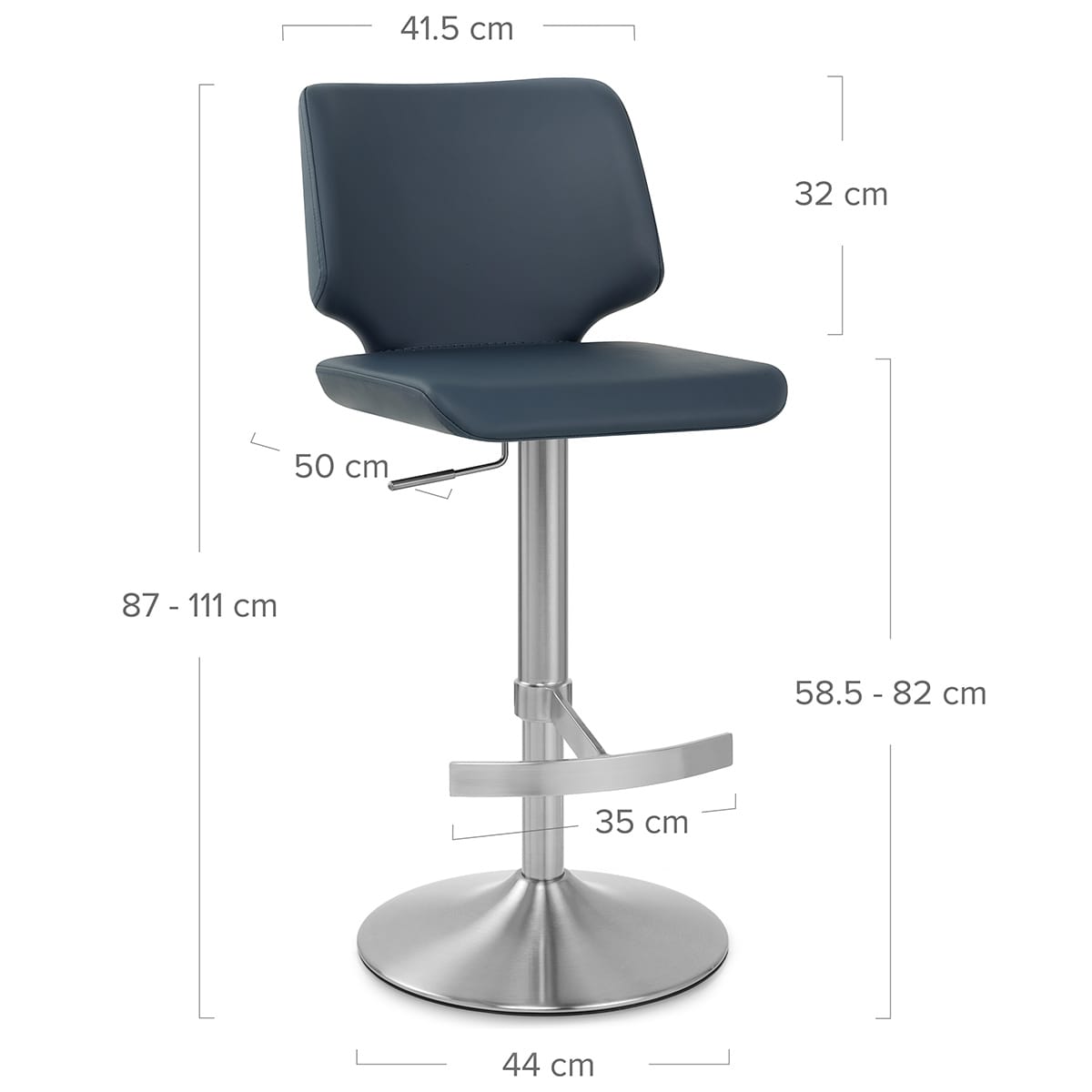 Mode Brushed Steel Stool Navy Blue