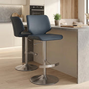 Mode Brushed Steel Stool Navy Blue