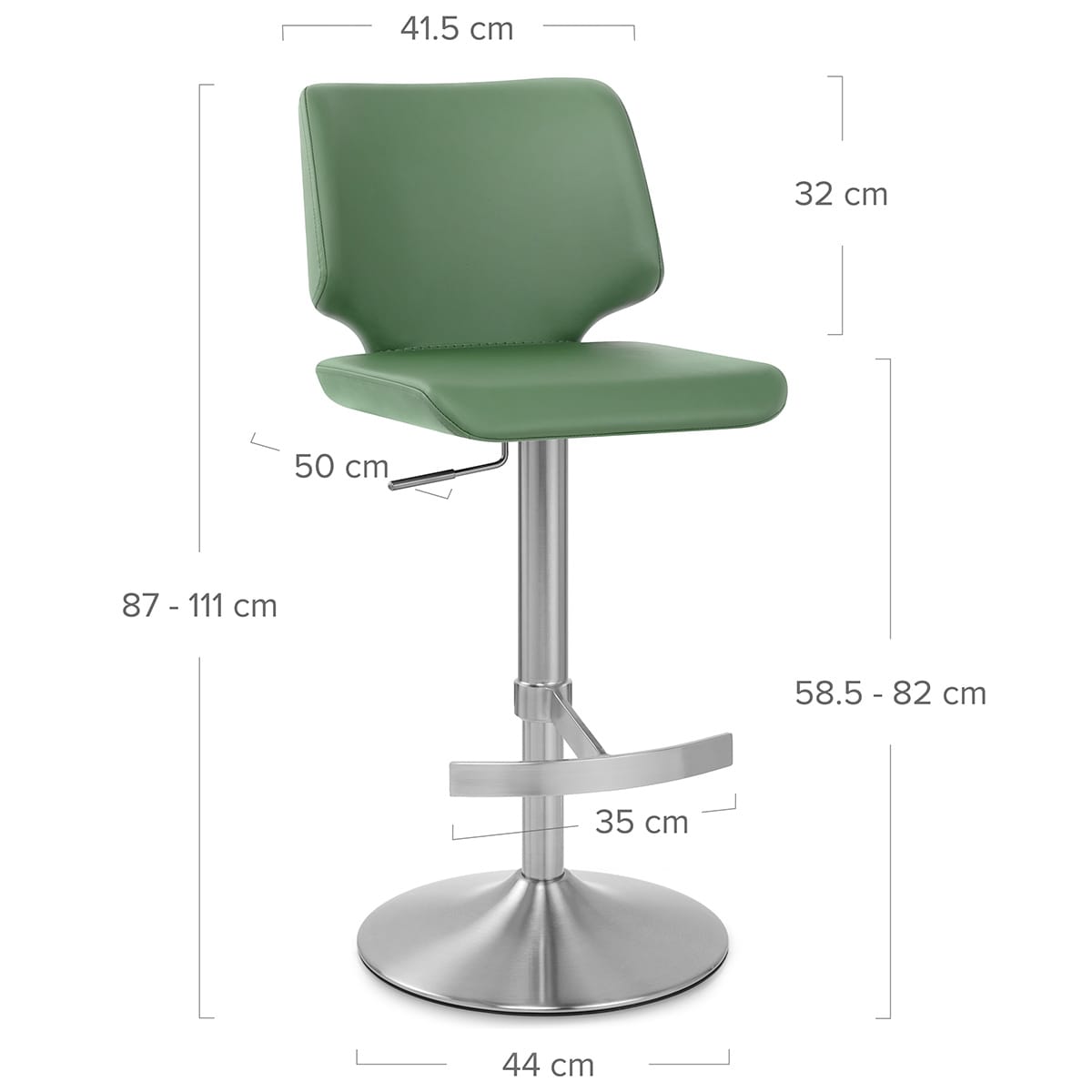 Mode Brushed Steel Stool Green